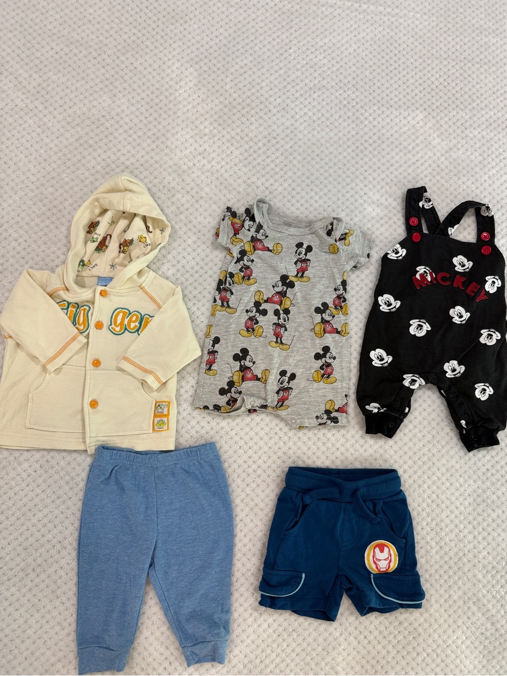 Disney bundle Mickey Mouse Black Overalls with Button Straps - Black & White